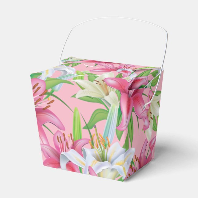 Party Favour Box-Pink Lilies Favour Box (Front Side)