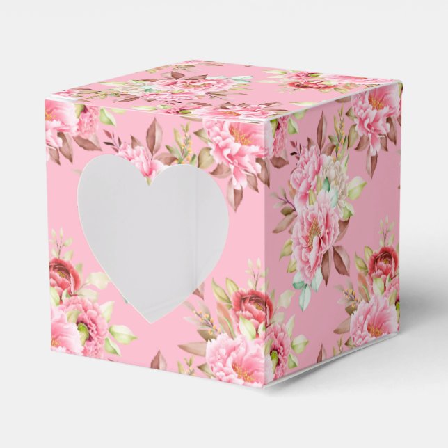 Party Favour Box Pink Peonies (Front Side)