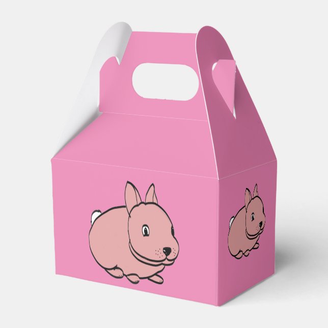 Party Favour box with pink rabbit design (Front Side)