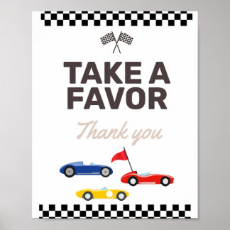 Party Favour Sign Two Fast Race Car Birthday
