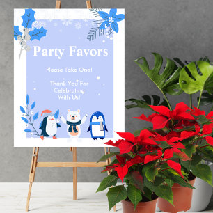 Party Favour Snowflake winter wonderland penguins Poster