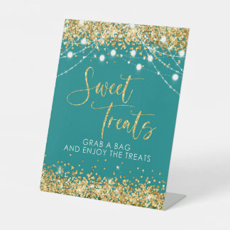 Party favour Sweet Treats Sign Teal Gold