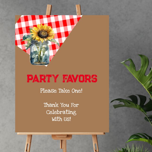 Party Favour Take One BBQ Baby Shower Red Plaid Poster (Creator Uploaded)