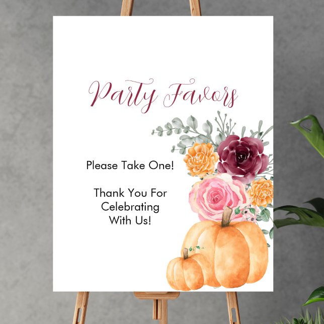 Party Favour Take One Fall Pumpkin Burgundy Pink Poster (Creator Uploaded)