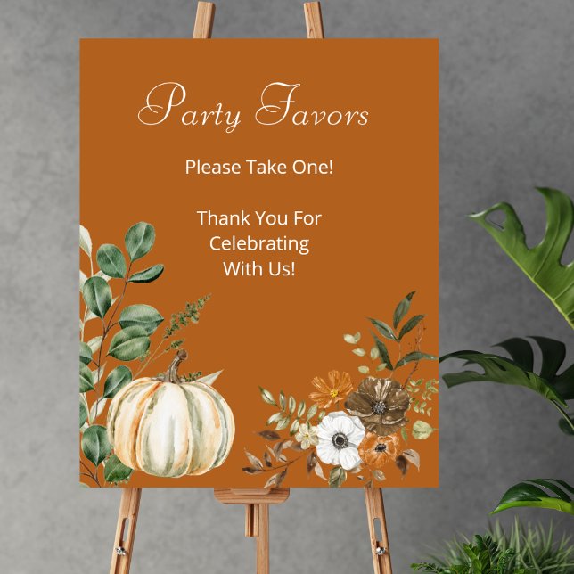 Party Favour Take One Fall Pumpkin Rustic Floral Poster (Creator Uploaded)