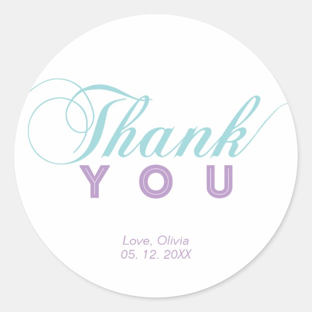 Party Favour Thank you Sticker, Baby Shower Classic Round Sticker (Front)