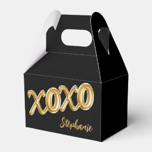Party Favour XOXO Black Gold Foil Balloon Custom Favour Box