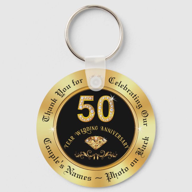 Party Favours for 50th Wedding Anniversary, Cheap Key Ring (Front)