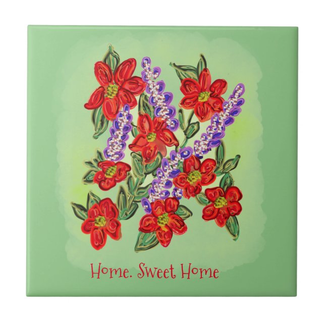Party Flowers Birthday Celebration Tile (Front)