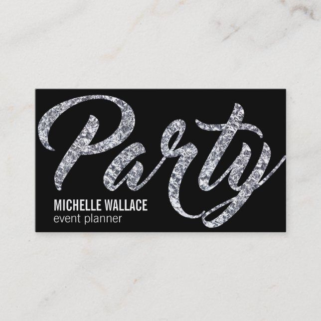 Party | Foil Script Business Card (Front)