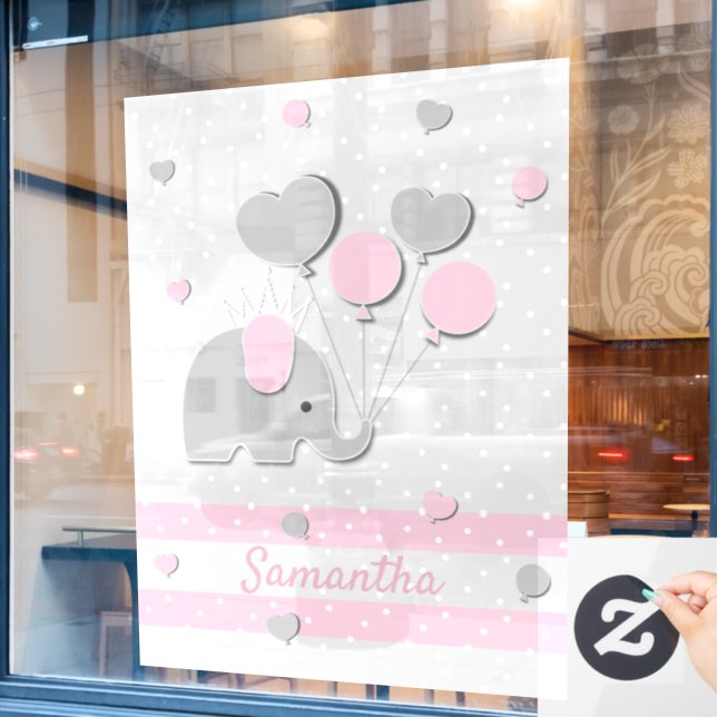 Party for baby Elephant Balloons Nursery Gift (Cafe Window)