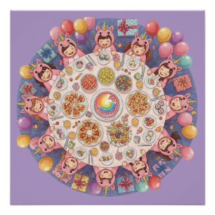 Party for Children with a Unicorn Theme Poster
