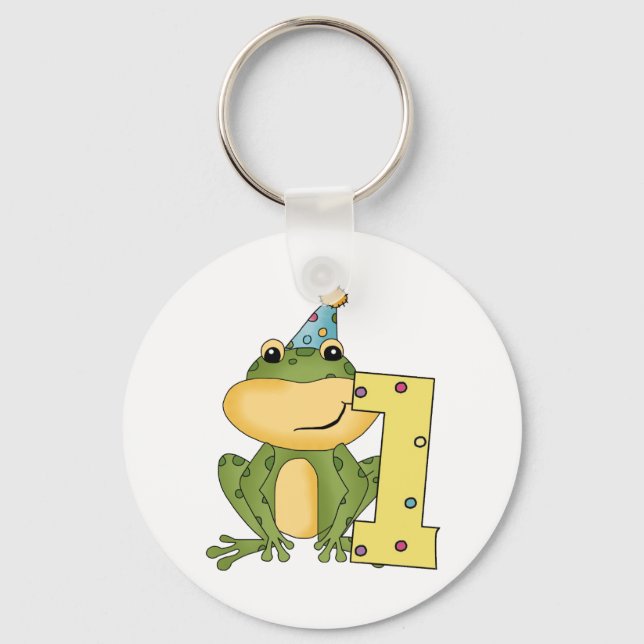 Party Frog 1st Birthday T-shirts and Gifts Key Ring (Front)