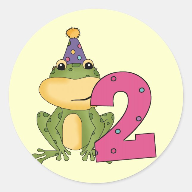 Party Frog 2nd Birthday T-shirts and Gifts Classic Round Sticker (Front)