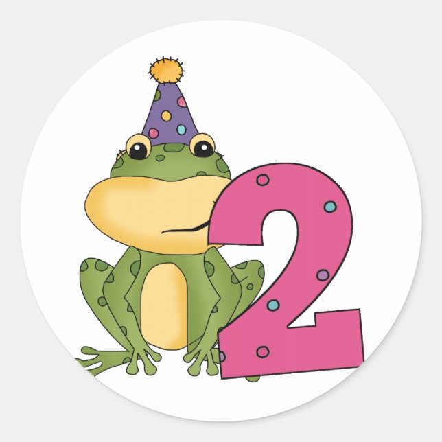 Party Frog 2nd Birthday T-shirts and Gifts Classic Round Sticker (Front)