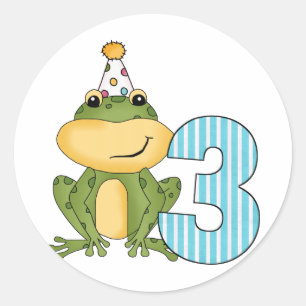 Party Frog 3rd Birthday T-shirts and Gifts Classic Round Sticker