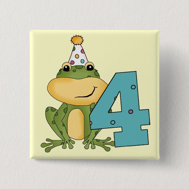 Party Frog 4th Birthday T-shirts and Gifts 15 Cm Square Badge (Front)