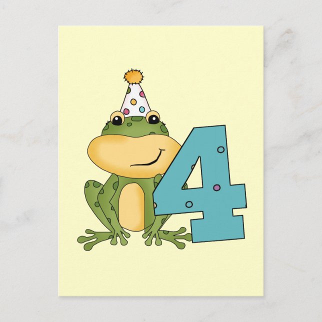 Party Frog 4th Birthday T-shirts and Gifts Invitation Postcard (Front)