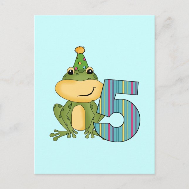 Party Frog 5th  Birthday T-shirts and Gifts Invitation Postcard (Front)