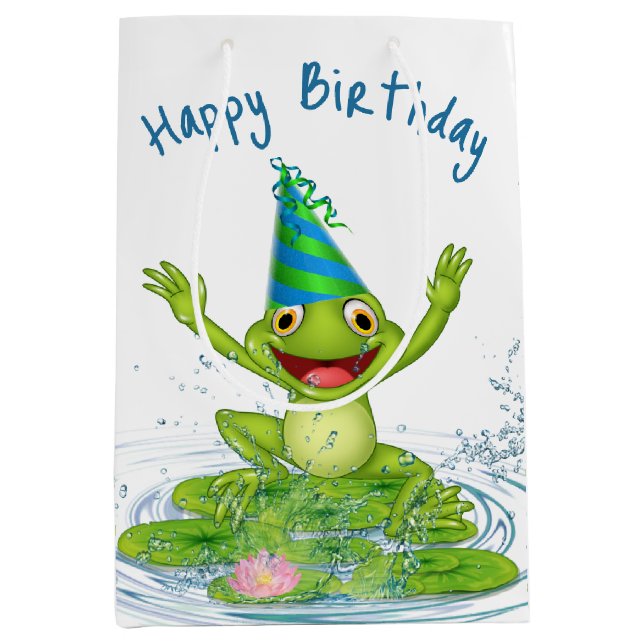 Party Frog for Birthday Medium Gift Bag (Front)