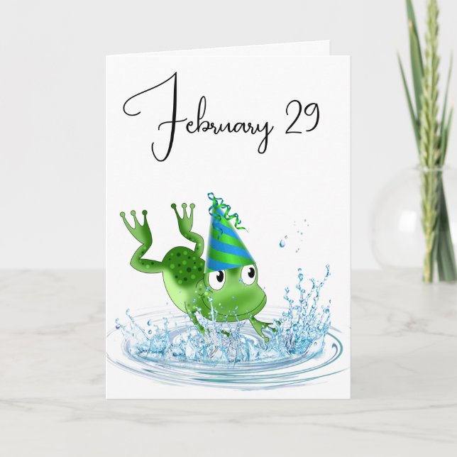 Party Frog for Leap Year Birthday Card (Front)