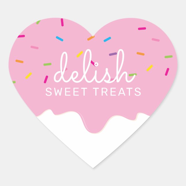 PARTY FROSTING DRIPS cute sprinkles pink heart Sticker (Front)