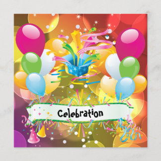 Party Fun Balloons Streamers Celebration Invitation