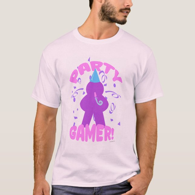 Party Gamer Fun Boardgame Meeple Art T-Shirt (Front)