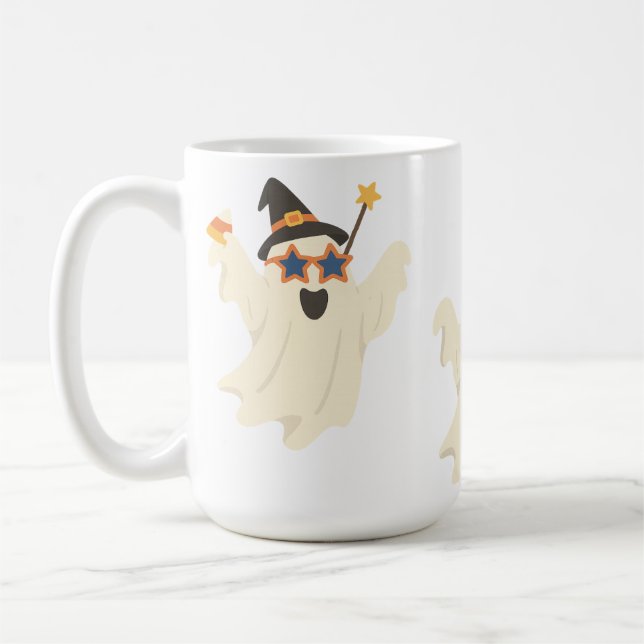 Party Ghost – Fun Halloween Vibes Coffee Mug (Left)