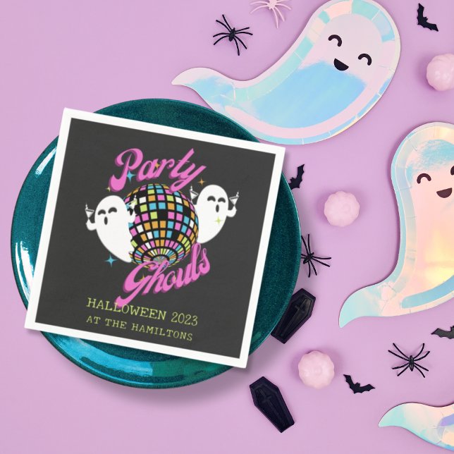 Party Ghouls Retro Halloween Ghosts Napkin (Creator Uploaded)