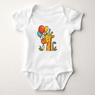 Party Giraffe Baby Tee with Balloons & Giggles