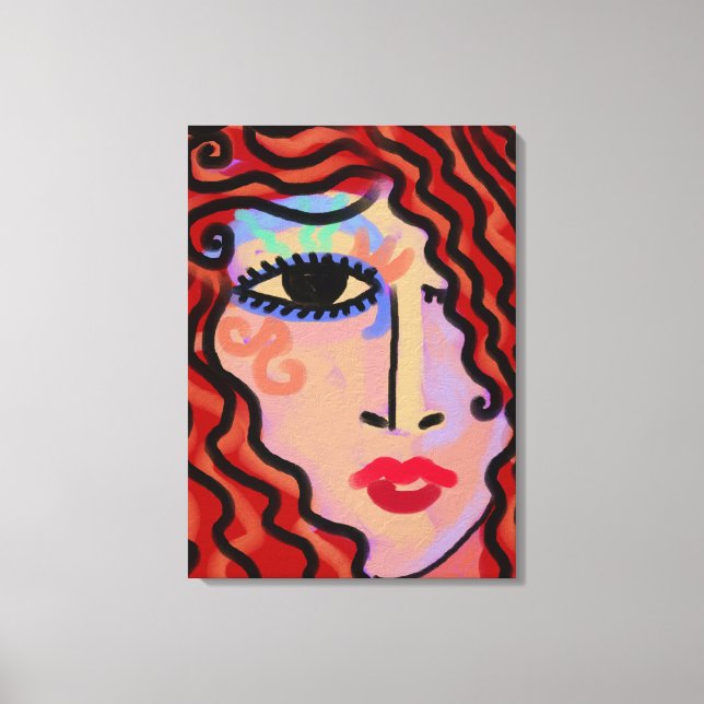 Party Girl Abstract Digital Portrait of a Woman Canvas Print (Front)