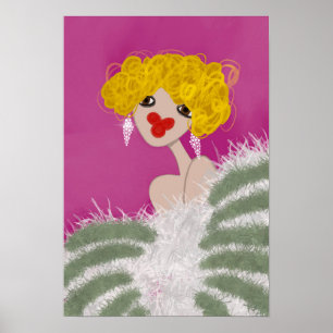 Party Girl Dancing Pink Glam Fashion Art Poster