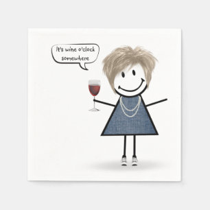 Party Girl with Red Wine Napkin