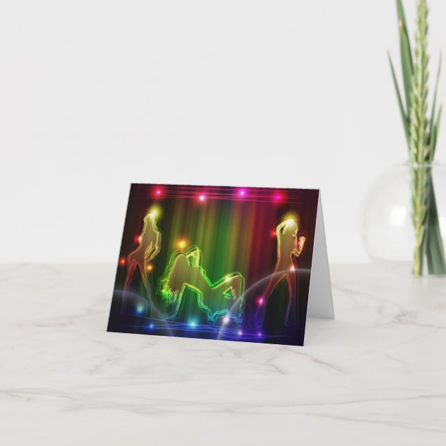 Party Girls Modern Trendy Neon Lights Card (Front)
