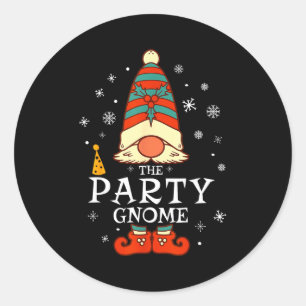 Party Gnome Xmas Group Family Matching Christmas H Classic Round Sticker