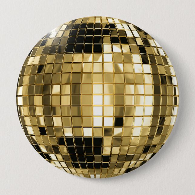 Party Gold Disco Ball Button (Front)
