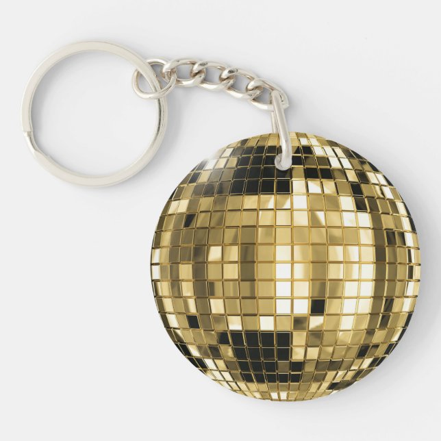 Party Gold Disco Ball  Keychain (Front)