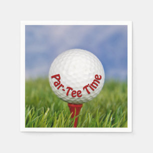 Party Golf Ball on Red Tee   Napkin