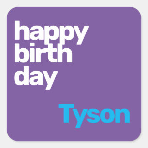 party happy birthday minimal purple square sticker