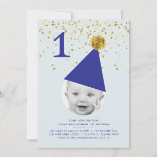 Party Hat - 1st Birthday Invitation