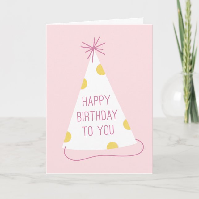 Party Hat Birthday Card - Blush (Front)