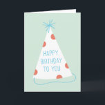 Party Hat Birthday Card - Mint<br><div class="desc">Wish your loved ones a 'happy birthday' with this festive and fun birthday card!</div>