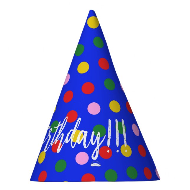 Party Hat_blue with colourful dots, editable text Party Hat (Right)