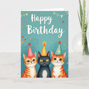 Party Hat Cat Birthday Card