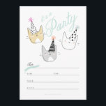 Party Hat Cats Invite<br><div class="desc">A collection of sweet-yet-snarky little cats wearing old fashioned party hats with polka dots and stripes.  Perfect for birthday get togethers and other celebrations!  Illustration by Katherine Elliott.  www.RiveGaucheCraft.com</div>