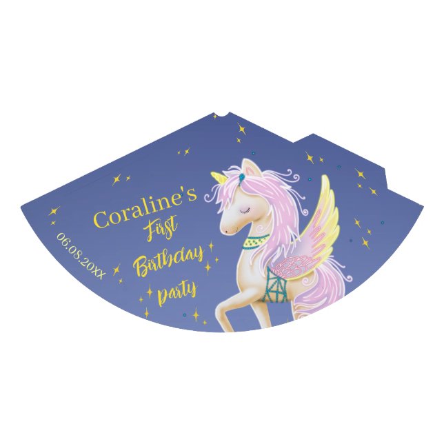 Party Hat for the first birthday with unicorn. (Front)