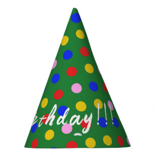 Party Hat_green with colourful dots, editable text Hat