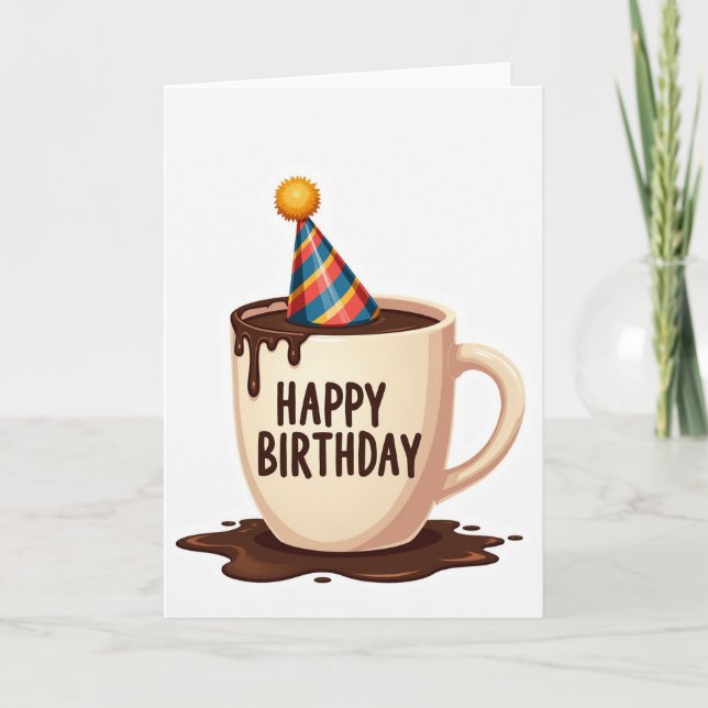 Party Hat Mug Birthday Card (Front)