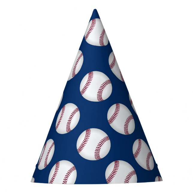Party Hat with baseballs on blue (Front)